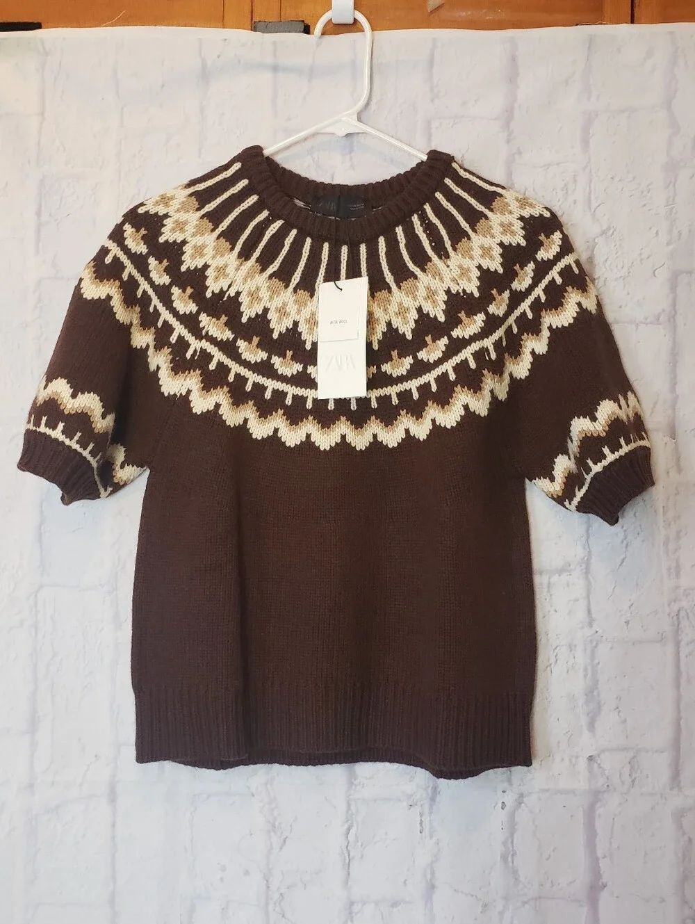 ZARA NWT Short-Sleeve Wool-Blend Sweater Medium